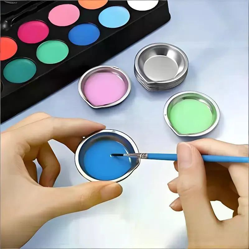 Stainless Steel Paint Palette Bowls Odorless Non-toxic Mixing Cups Qme