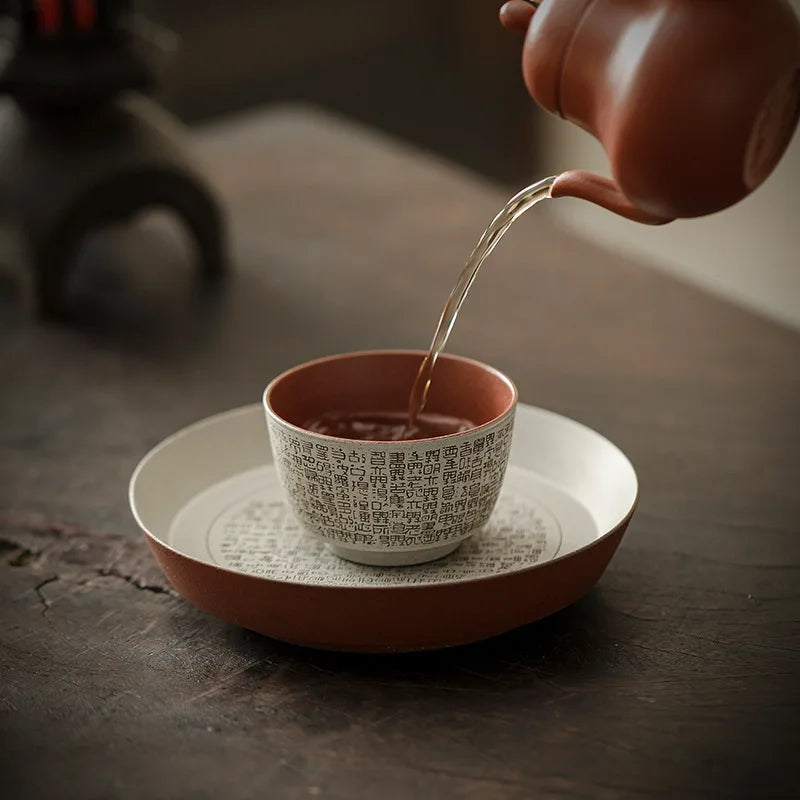 Eastern Zen Large Tea Cup Retro Chinese Heart Sutra Gaiwan Durable Qme