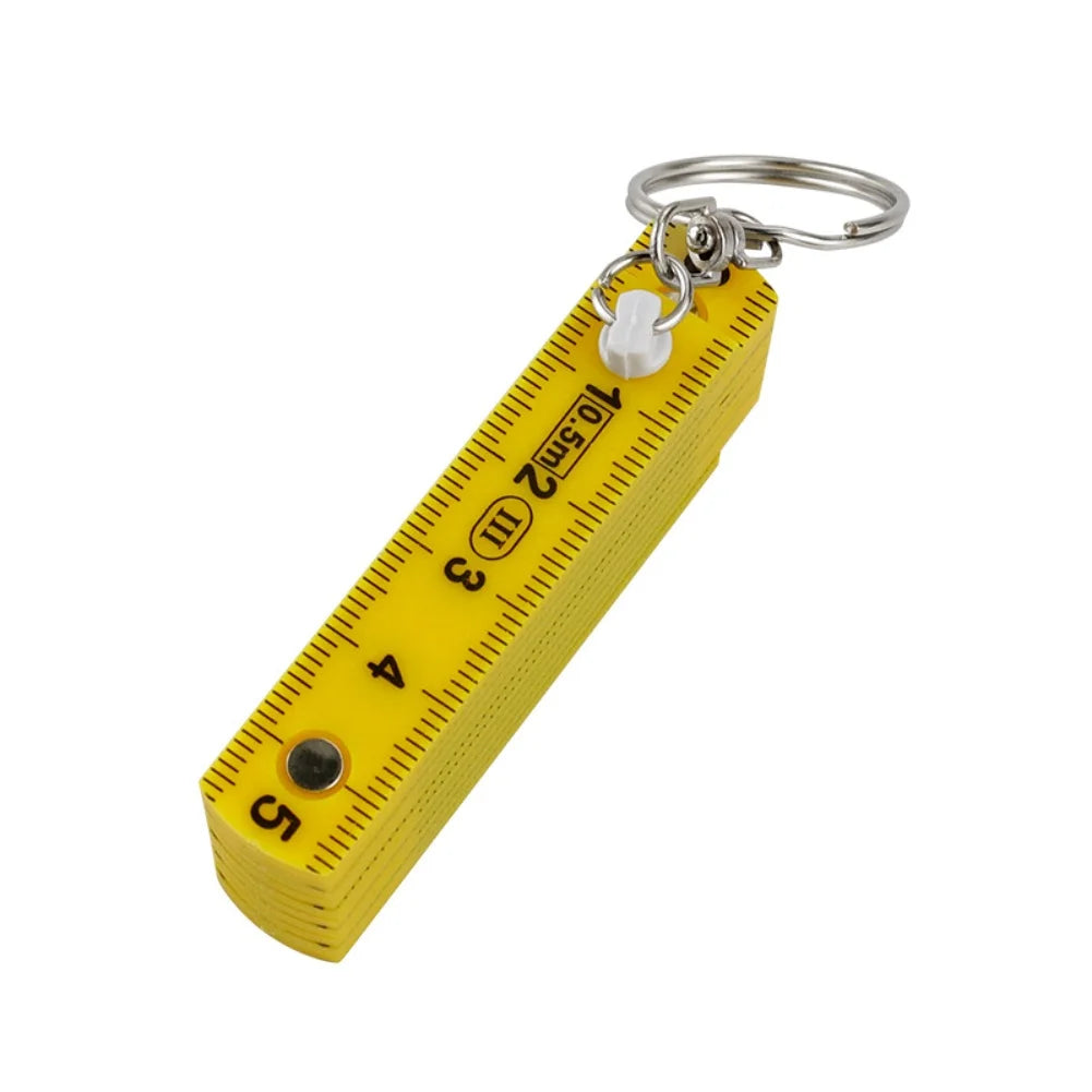 1Pcs 0.5 Meter Folding Ruler Keychain Plastic High Precision Portable Folding Ruler For Woodworking Bricklaying Measuring Tool Qme yellow