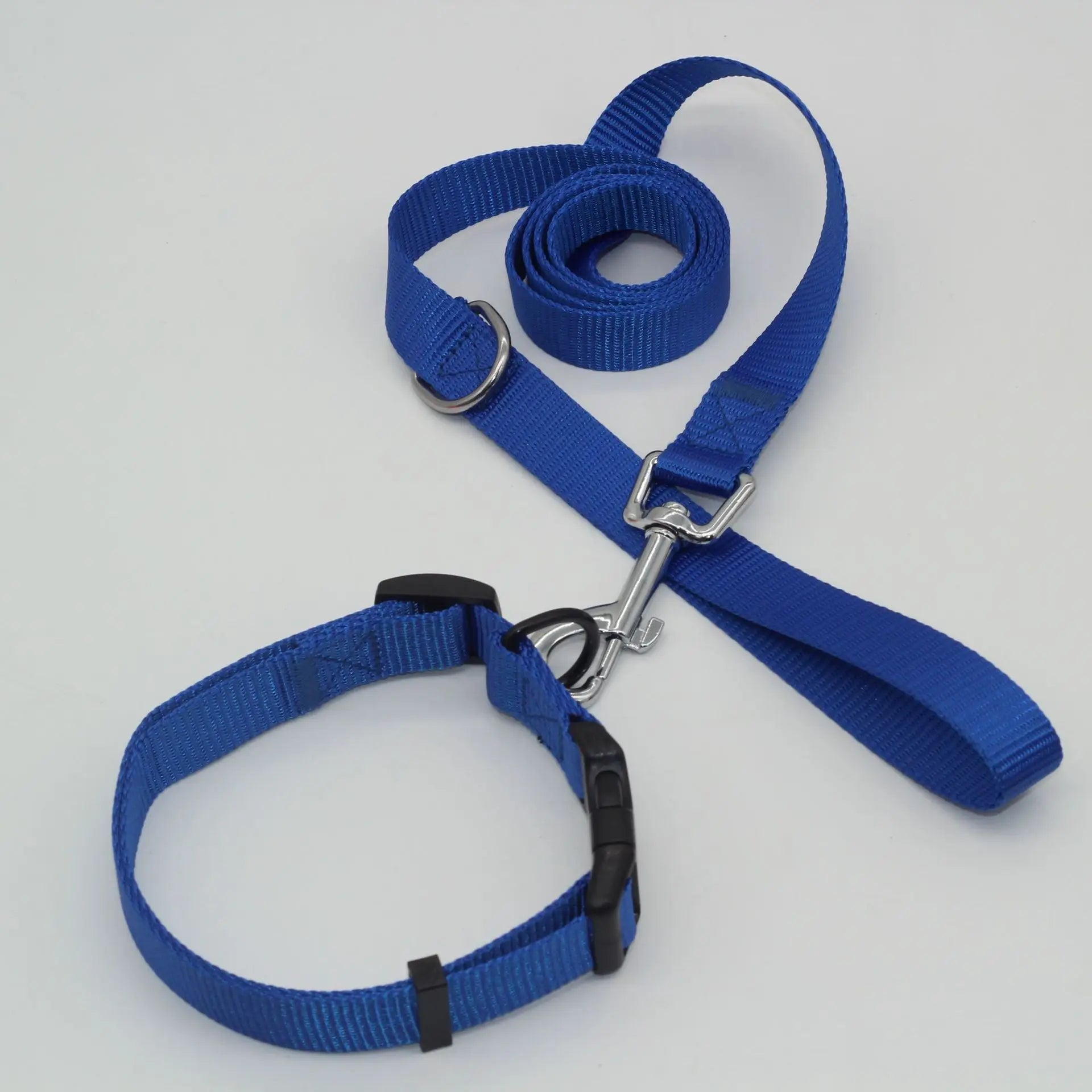 B 2/3Pcs Solid Nylon Dog Harness Collar Leash Set, Adjustable Breathable Traction Kit For Dogs Daily Walking Training Qme Blue leash-Collar 2.0