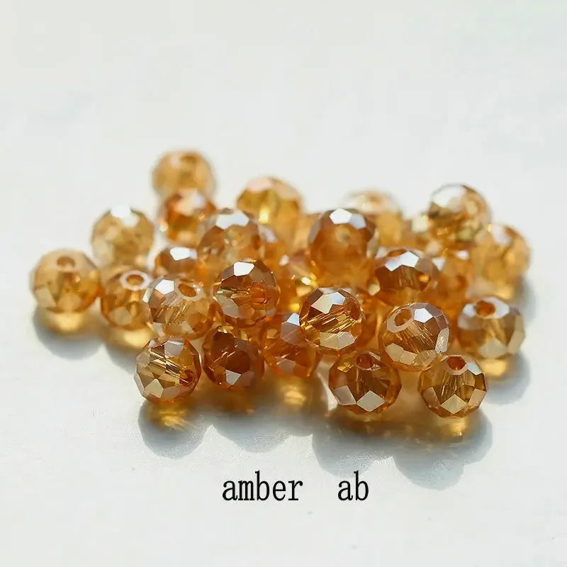 4mm glass beads plated Color faceted round crystal beads Jewelry beads for bracelet necklace Jewelry making DIY 150pcs Qme amber ab 4mm-150pcs