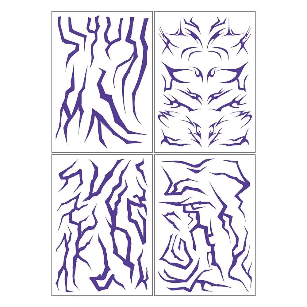 1 Sheets Temporary Tattoos, Purple Bold Makeup for Cosplay Role Play, Waterproof Face Art Stickers E0Z5 Qme 02 China