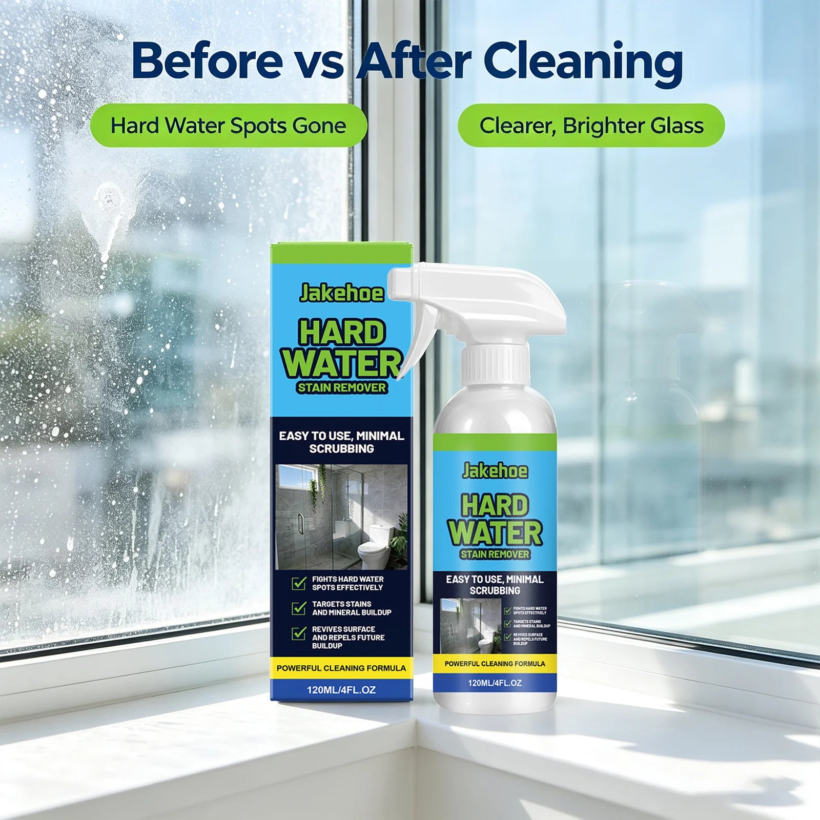 Scale Cleaning Spray Dissolve Limescale Water Spots & Mineral Buildup Remove Yellow Restore Glass Luster Household Glass Cleaner Qme