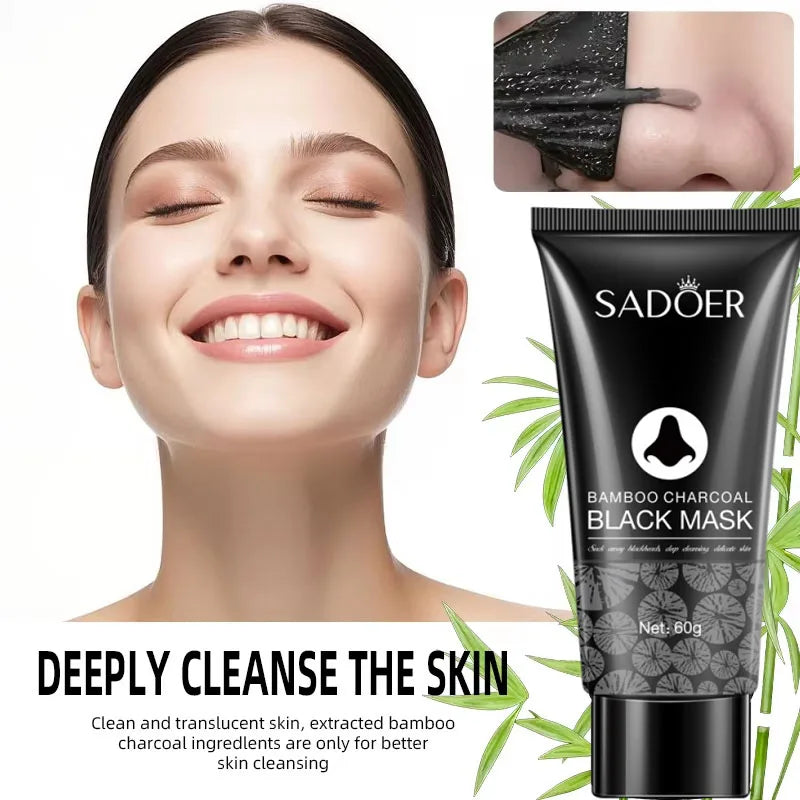 Blackhead Remover Mask Bamboo Charcoal Shrink Pores Acne Black Head Removal Cream Nose Cleansing Black Peel Off Masks Skin Care Qme