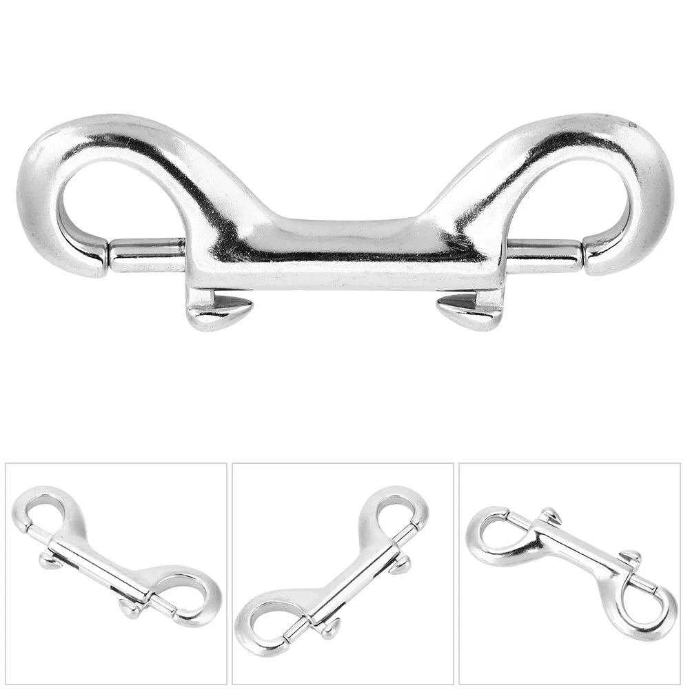 Diving Clip Diving Hook Silver Stainless Steel Double Ended Clip Hook Bolt Snap Diving Buckle Double Ended Snap Qme