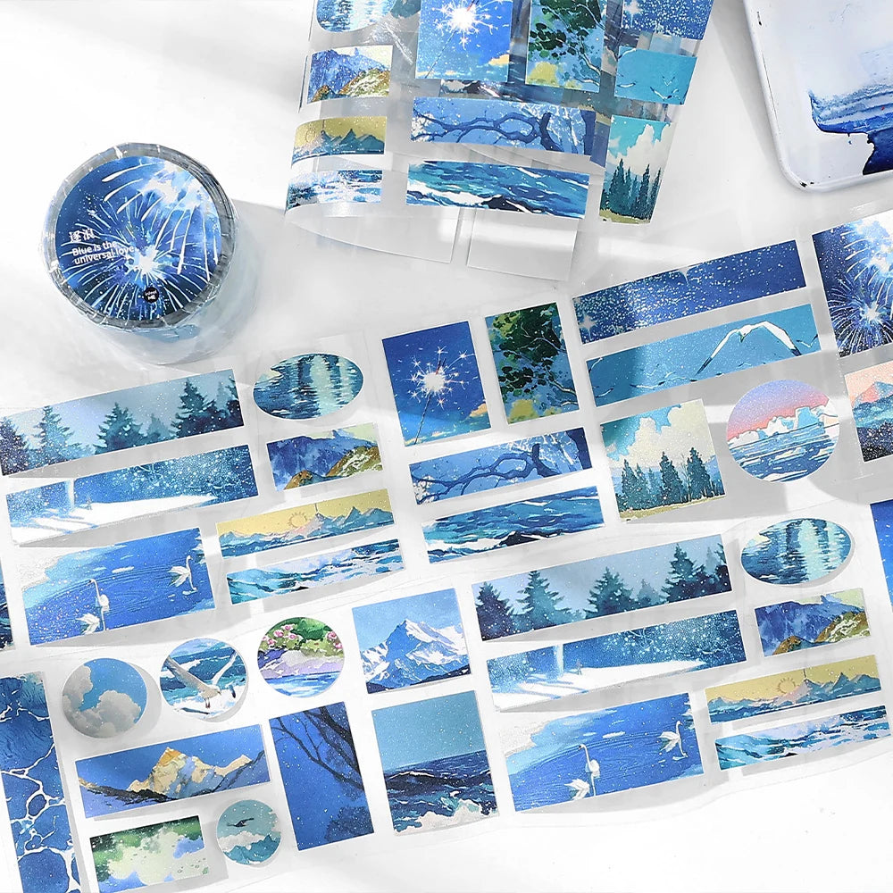 6*200cm Landscaping Washi Tape Meeting Mountains and Seas Creative DIY Journal Scrapbooking Masking Tapes Aesthetic Stationery Qme