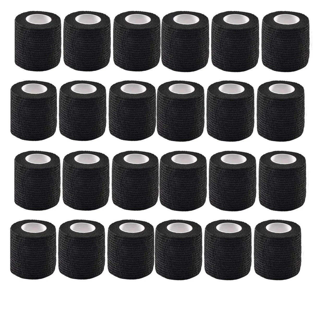 Factory Wholesale 6/12/24/48pcs Disposable Cohesive Tape Wrap Elastic Bandage Rolls For Tattoo Machine Grip Accessories Supply Qme 24PCS BLACK
