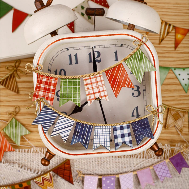 Colorful Bunting Decor Stickers, Retro Party Style for Junk Journal & Polaroid Decoration，Back to School Essentials Qme