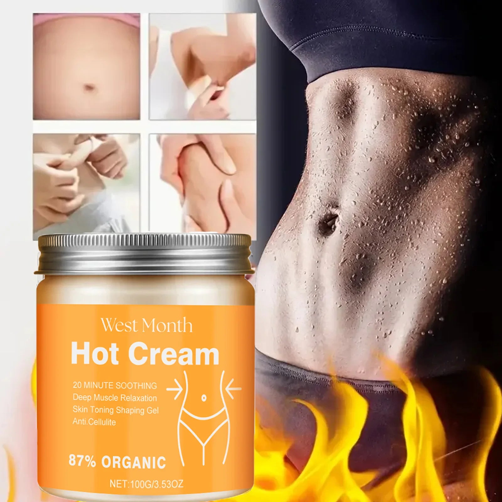 Hot Cream Massage Slimming Cream 87% Organic Anti Cellulite Slimming Lotion Thermal Fat Burning Massage Weight Loss Cream Qme