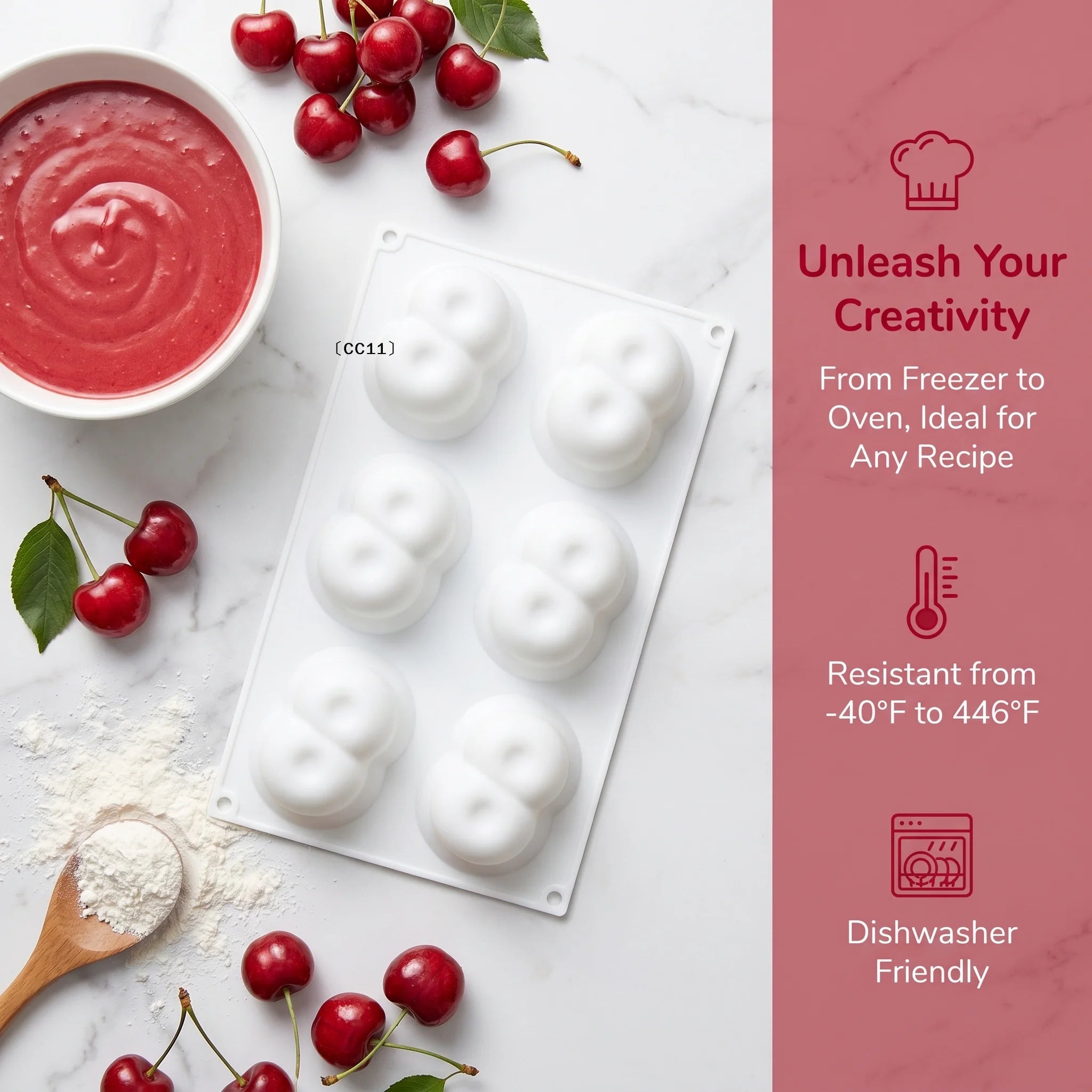 Cherry Shape Silicone Mold Cake DIY 3D Fruit Mouse Mould Pudding Qme