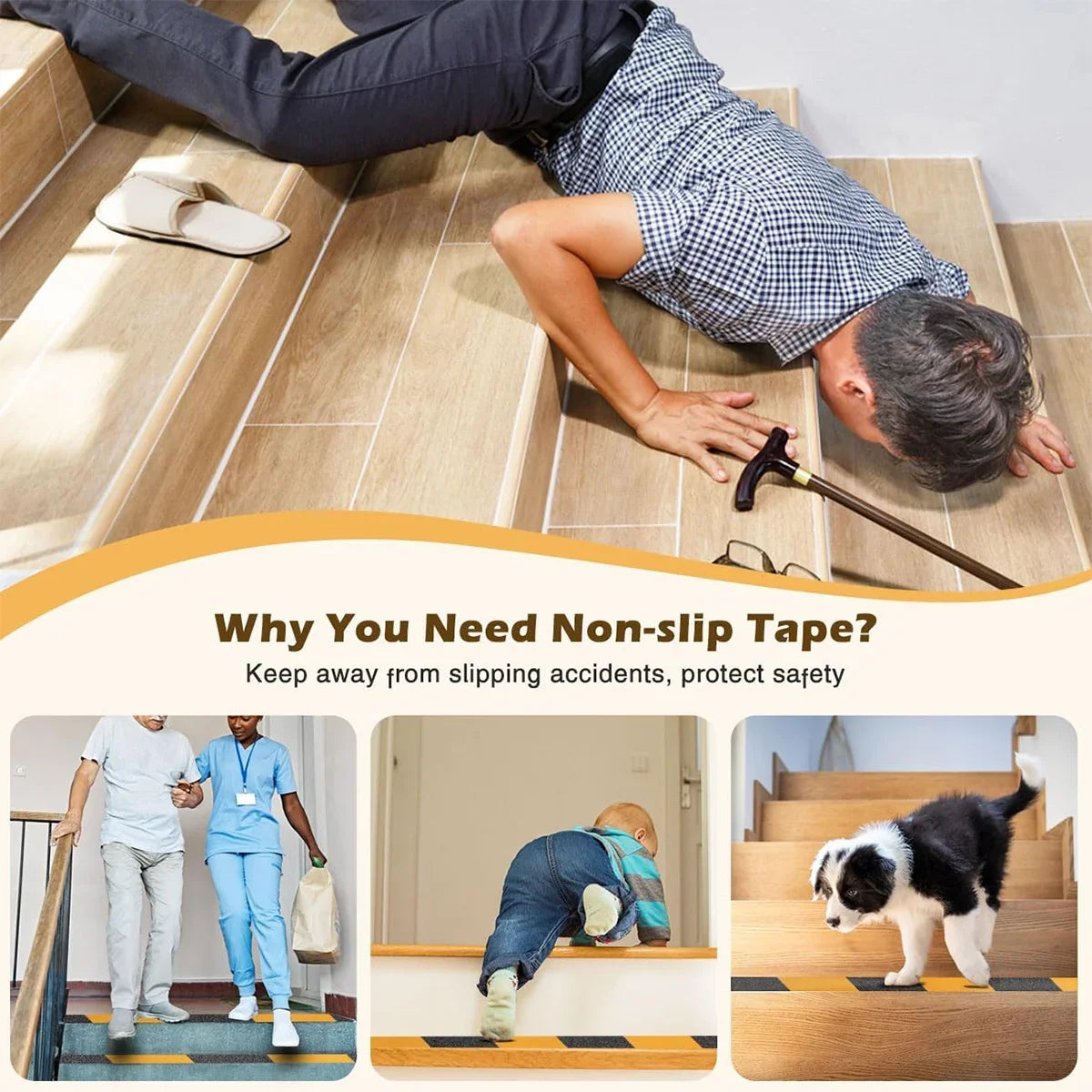 Non Slip Safety Grip Tape Anti-Slip Indoor Outdoor Stickers Strong Adhesive Safety Traction Tape Stairs Floor Warning Tape Qme