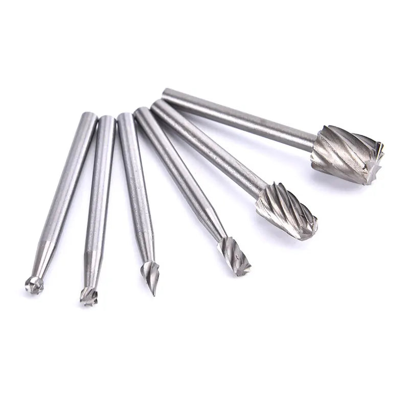 6 Speed Wood Working Drill Bits Rotary Files Mini Round HSS Burr Qme 6PCS