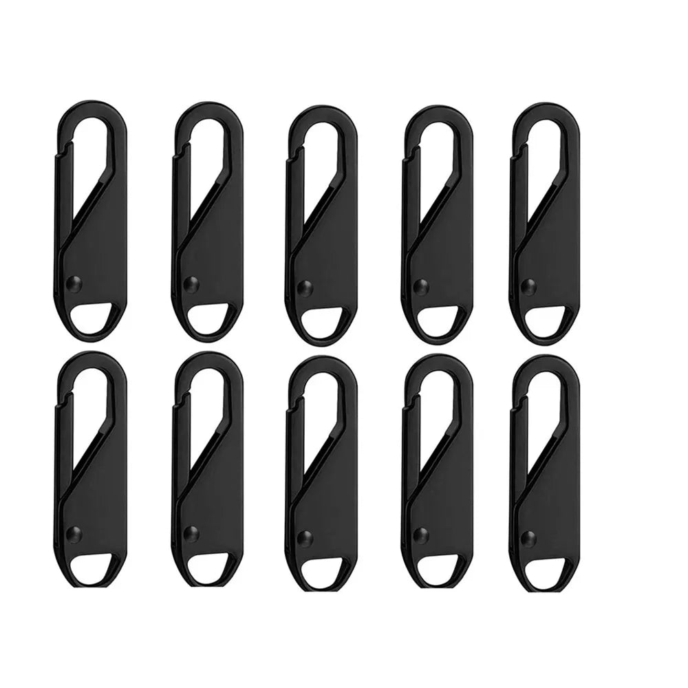 10PCS Universal Zipper Puller Detachable Metal Zipper Head Repair Kits For Zipper Slider DIY Craft Sewing Clothes Accessories Qme Black 10PCS