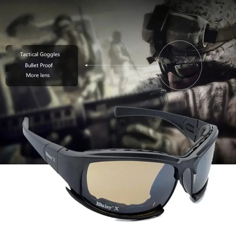 Tactical Goggles Military Shooting Glasses Anti-Fog UV Protection Windproof for Outdoor Sports Cycling Motorcycle Hunting Qme