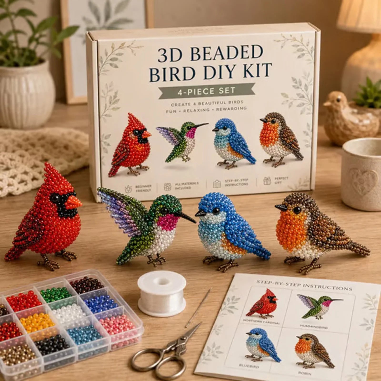 Diy Animal Beading Kit For Adults, Handmade Tiny 3d Beaded Animal Craft Kit, Cute Bead Set With Instructions For Creative Qme