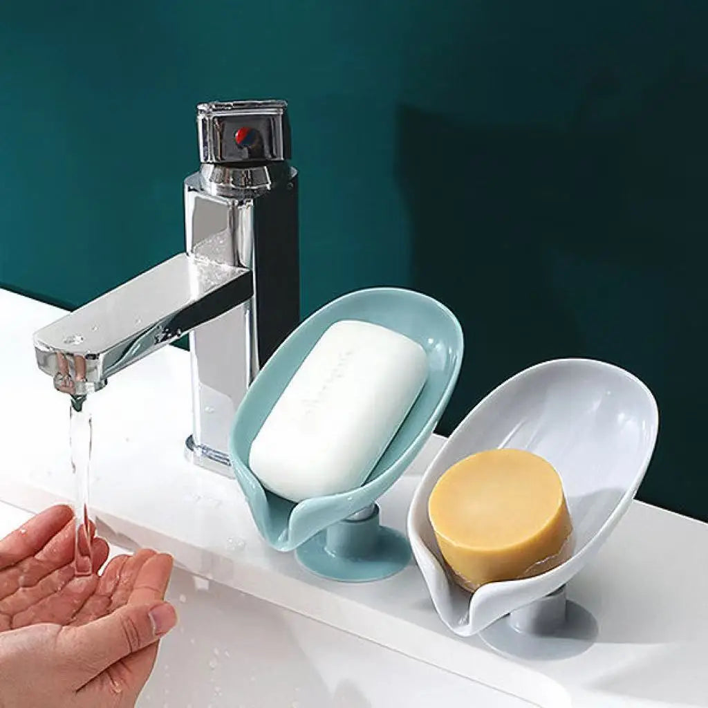 Lotus Leaf Soap Box No Drill Suction Cup Holder Vertical Drainable Qme