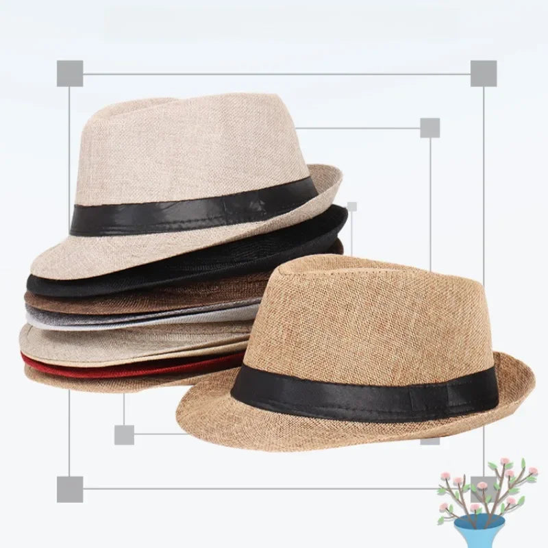 Fashionable British Jazz Hat Solid Linen Gentleman's Casual Denim Qme