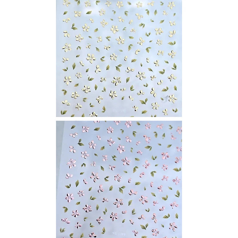 Bronzing Flower Leaf Nail Stickers Floral Designs Petal Leaves Qme