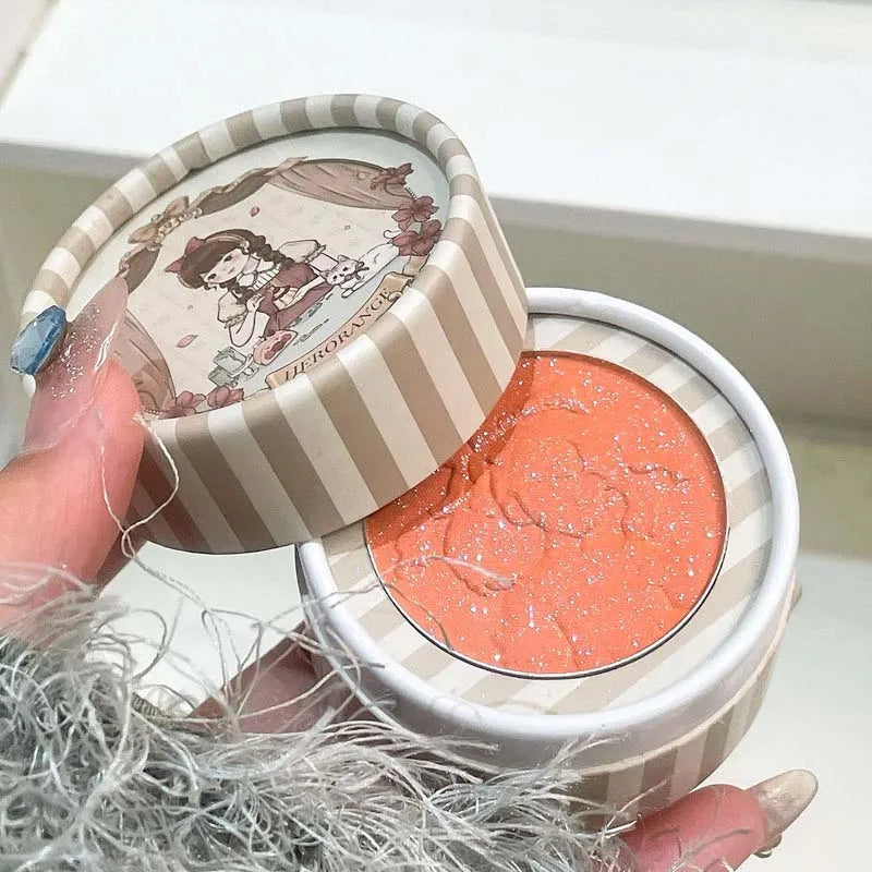 Three Dimensional Embossed Blush Fine Powder Monochrome Smooth Matte Shimmer Retro Pink Almonds Blusher Rouge Enhancing Makeup Qme