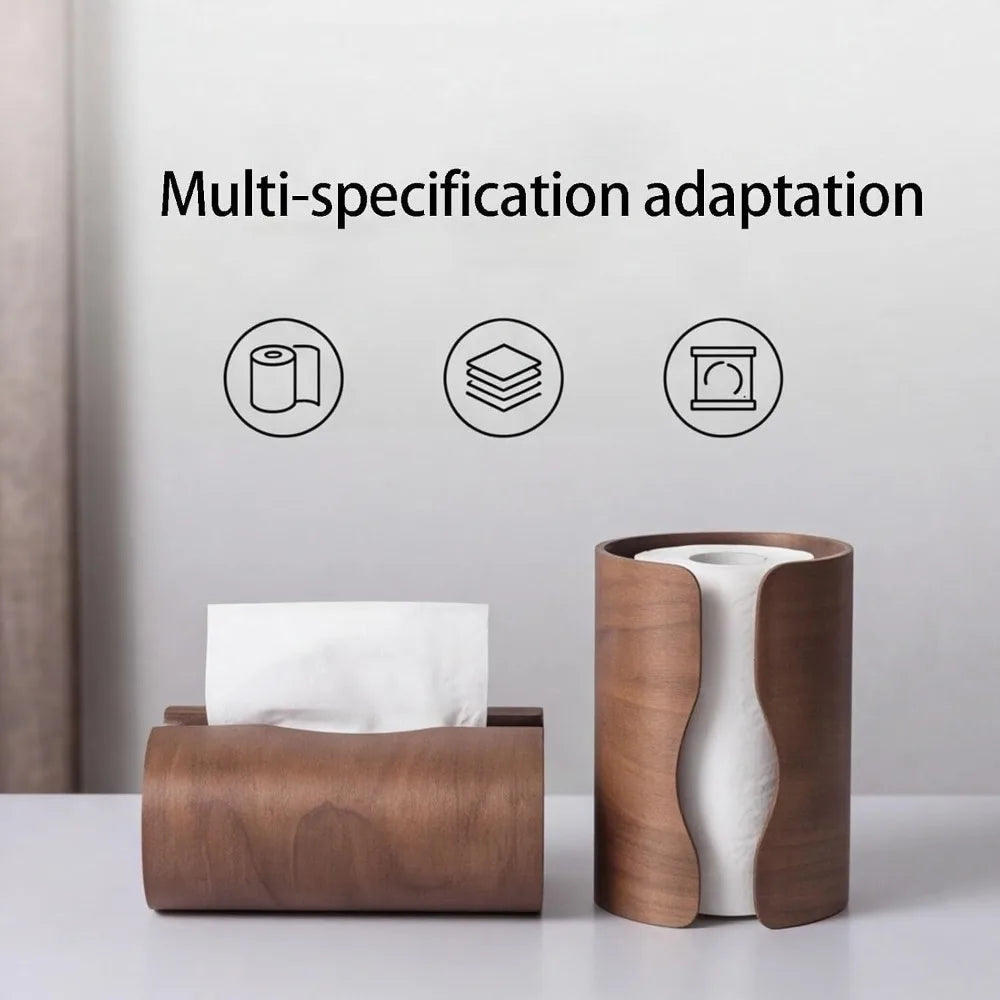 Natural Wood Tissue Box Organizer Napkin Holder Handcrafted Wooden Qme