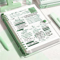 60 sheets of 120-page transparent soft leather loose-leaf notebooks with detachable ring covers and horizontal lines A5 Qme green A5