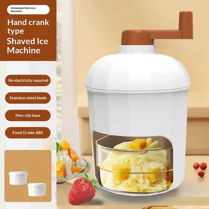 Shaved Ice Machine Small Manual Ice Crusher Home Hand-cranked Machine Making Smoothie Machine Practical Portable Ice Cream Tools Qme A2