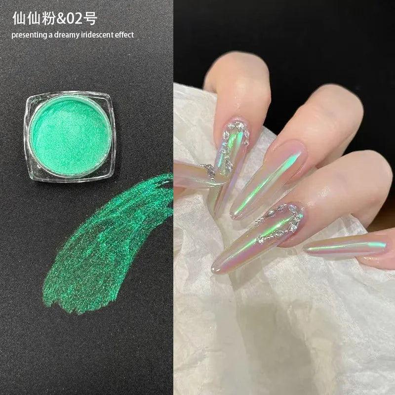 Icy Aurora Glitter Powder Fairy Nail Polarizing Shine Transparent