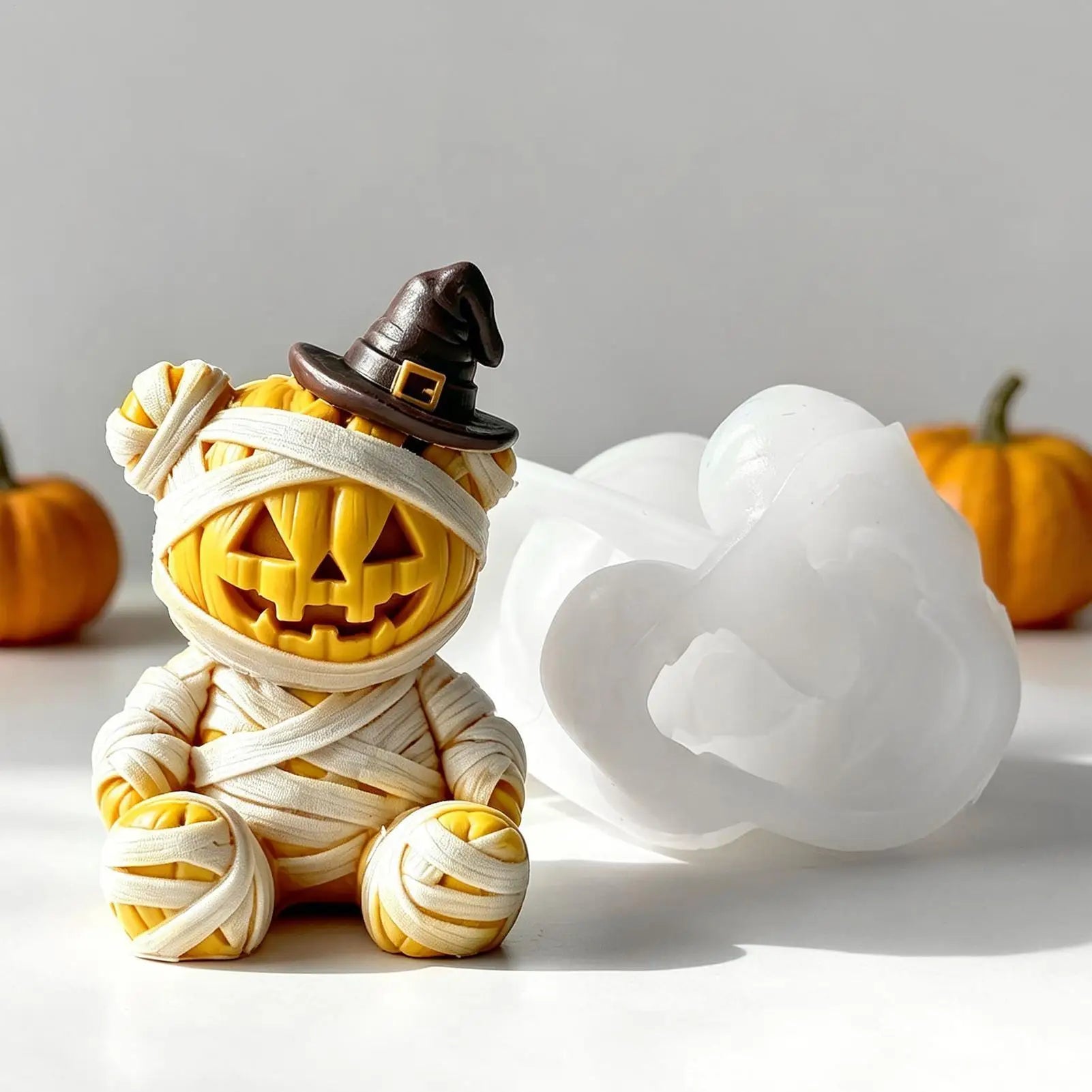 Halloween Candle Molds Cute Pumpkin Bear Reusable DIY Easy Release Qme