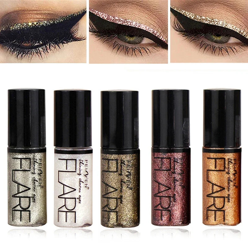 New Professional Shiny Eye Liners Cosmetics for Women Pigment Silver Rose Gold Color Liquid Glitter Eyeliner Cheap Makeup Qme