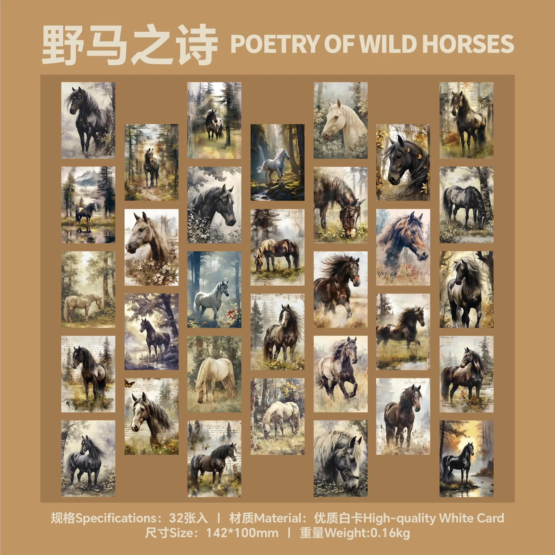 32 Pcs Animal Christmas Theme Greeting Cards Set, Thick Paper for Friends Greeting Thank You Letter Scrapbooking Journaling Qme horse