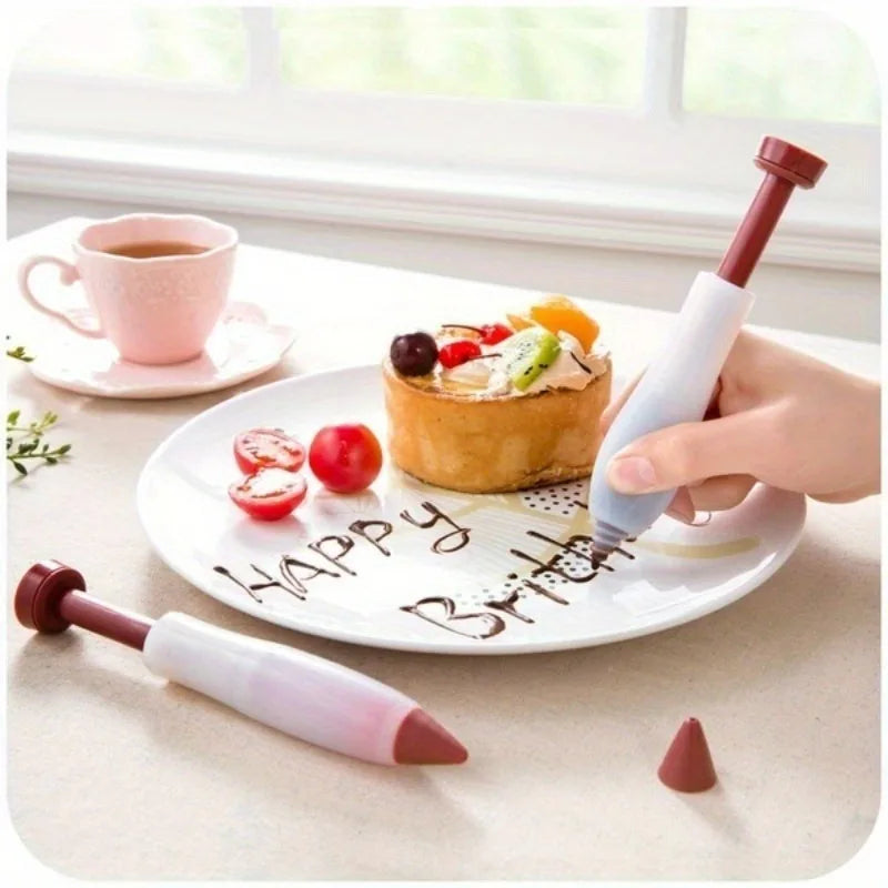 1pc Silicone Food Writing Pen Chocolate Decorating tools Cake Mold Cream cup, cookie Icing Piping Pastry Nozzles kitchen Qme