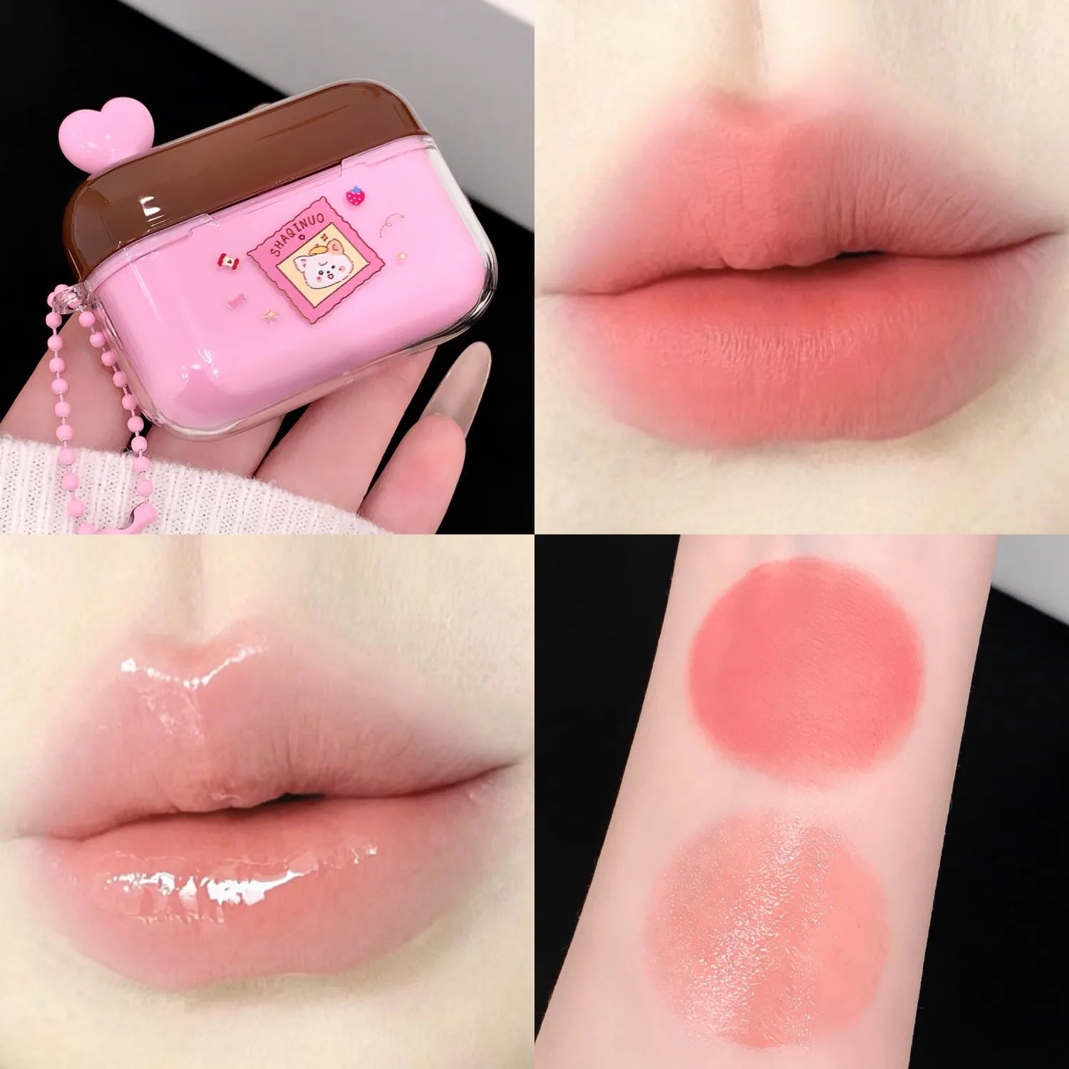 SHAQINUO Water Gloss Velvet Matte Lip Glaze Combination Two-pack Qme S9150-1