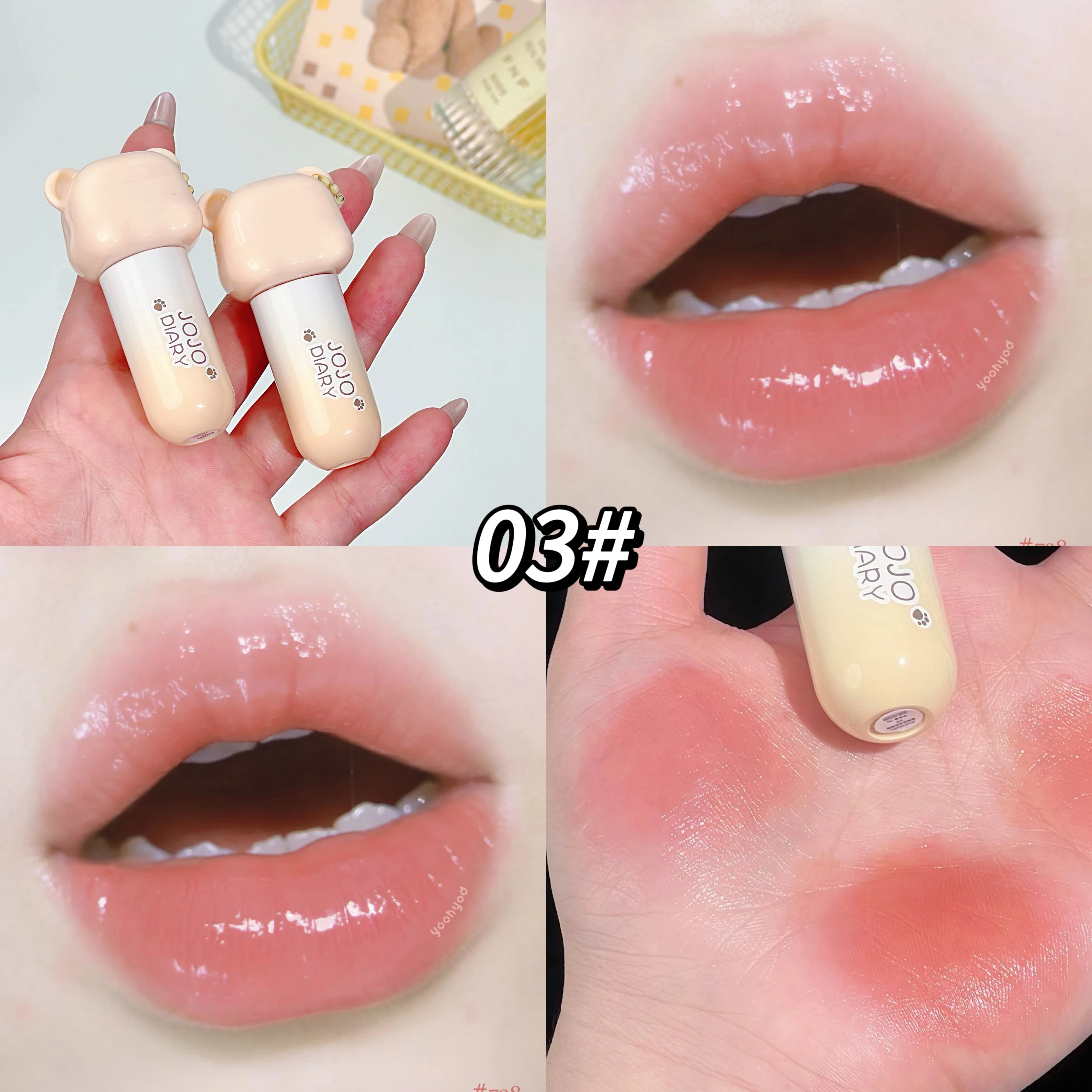 JOJO DAIRY Cute Bear Light-sheer Lip Glaze 6-color Pendant Watery Qme JJ328-03