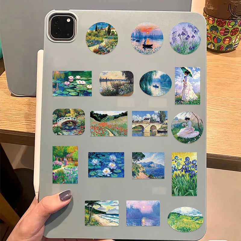 Oil Painting Landscape Stickers Waterproof Vinyl Decals Luggage Qme
