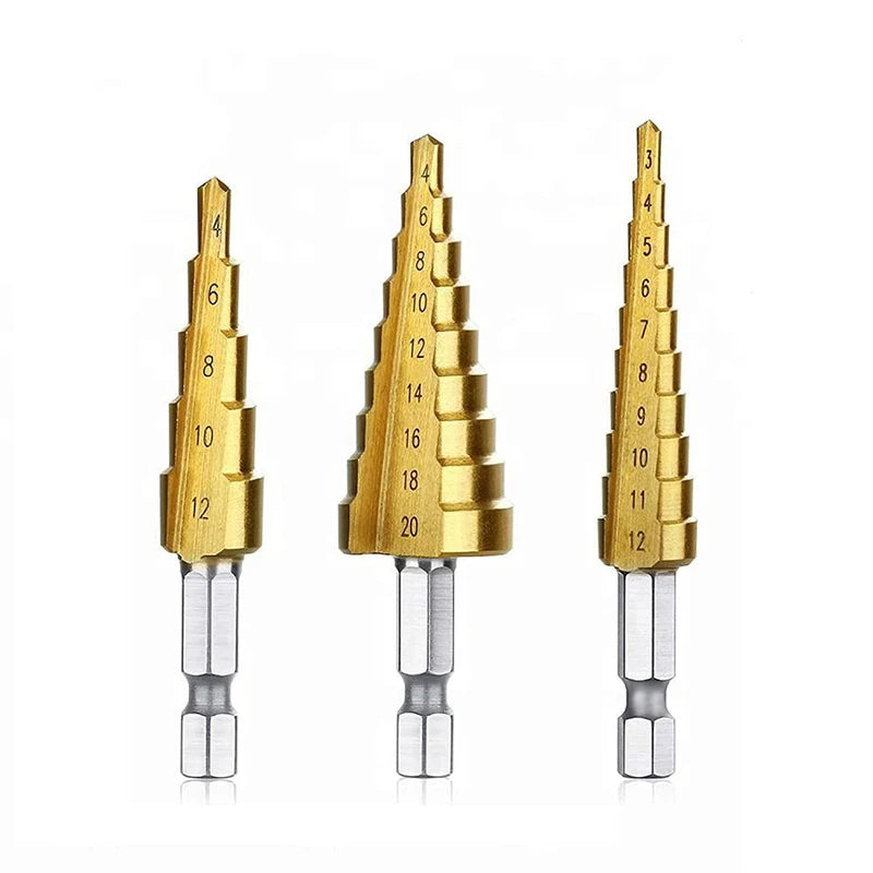 Three-piece Straight Groove Titanium-plated Hexagonal Shank Step Qme