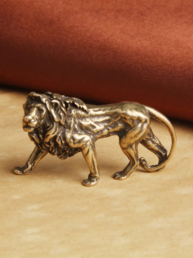 Pure Copper Majestic Lion King Miniatures Figurines Desk Decorations Qme one size
