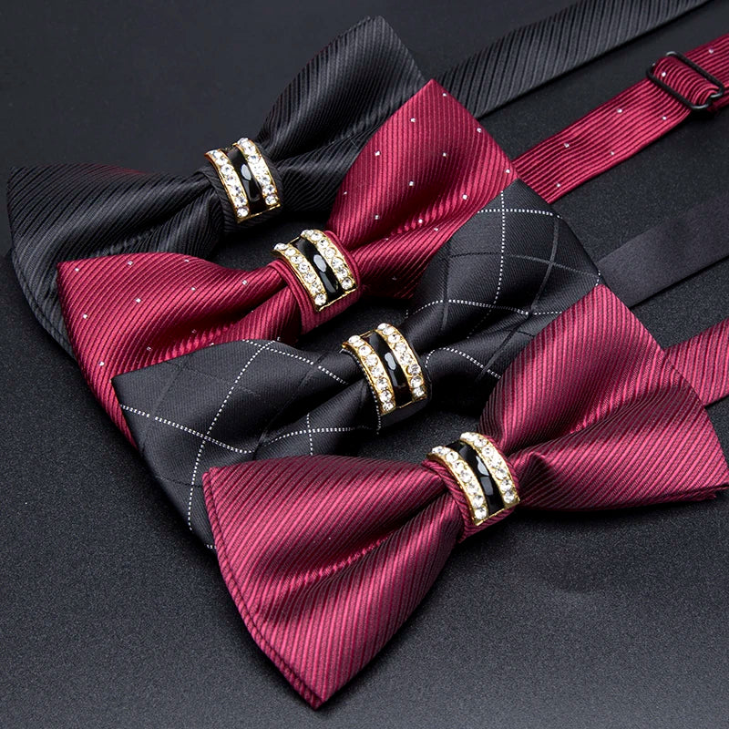 Men's Stripe Luxury Bowtie Necktie Formal Business Wedding Party Qme