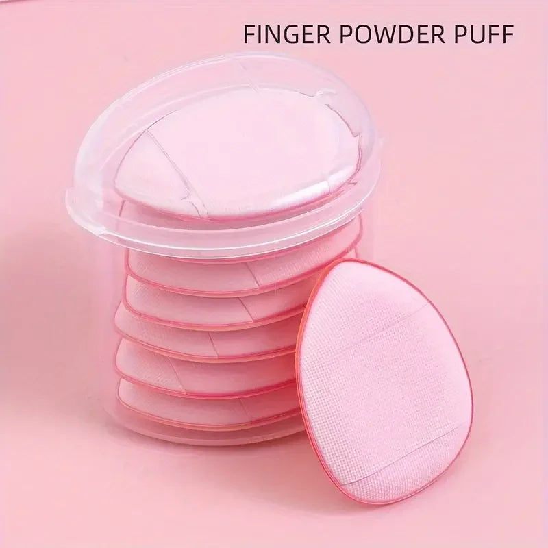 3 Fingertip Mini Puff Makeup Sponges Foundation Powder Puffs Loose Qme pink 7PCS