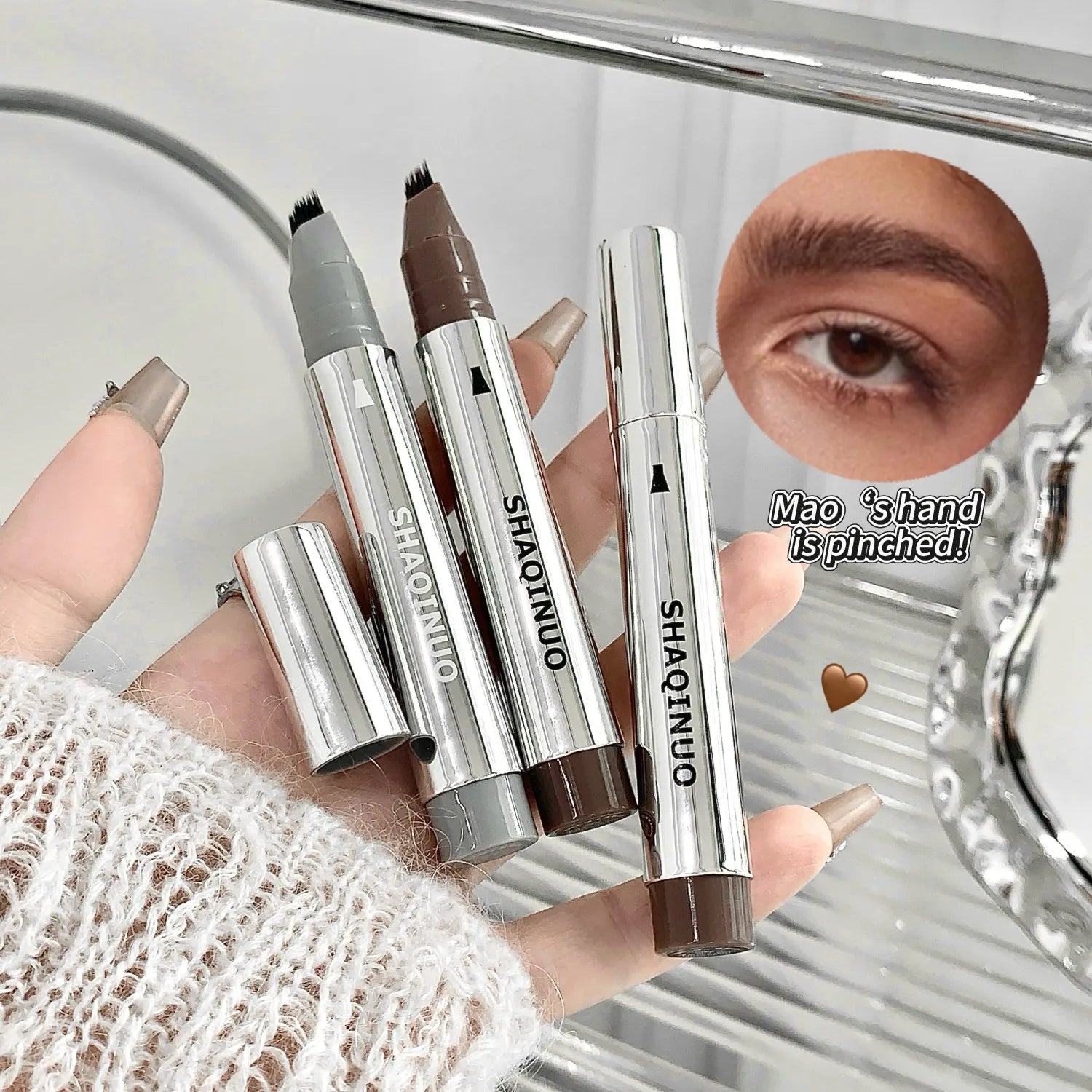 Liquid Eyebrow Brush Tint& Pencil&lasting Waterproof Anti Smudge Wild Qme