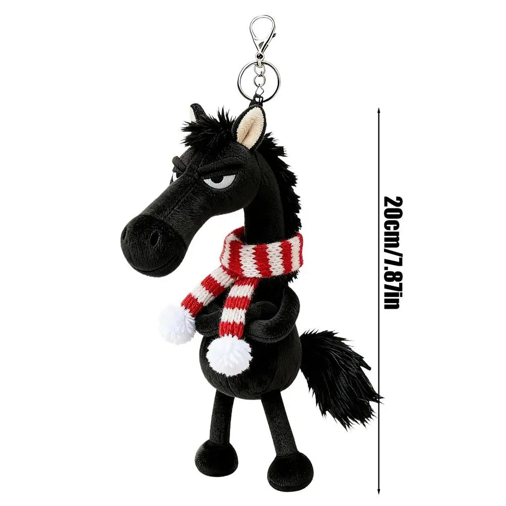 Plush Keychains Fashion 2026 Year Of The Horse Plush Keyring Horse Keyring Backpack Pendant for Men Women Boys Girls Youth Teens Qme Black