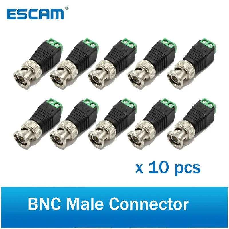 30pcs Male Metal BNC Connector with DC Connector Plug Screw Terminal UTP Video Balun for CCTV Surveillance Camera CCTV system Qme