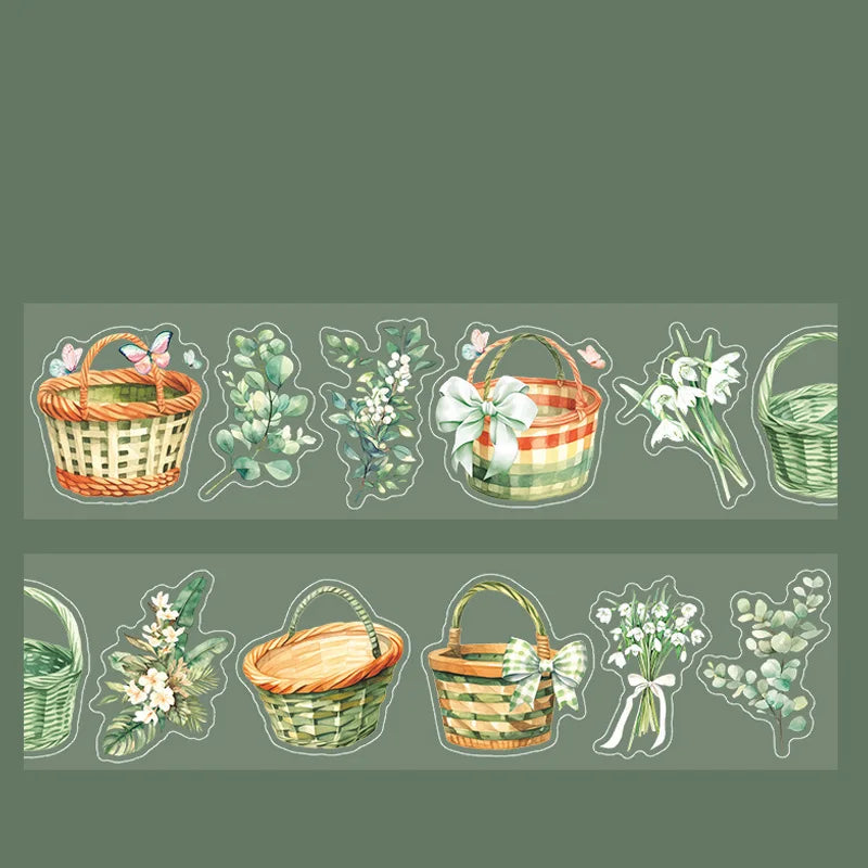 50mm*2m Floral Masking Tape for DIY Scrapbooking Journal Planner Notebook Phone Case Decoration Spring Basket Flower Arrangement Qme 5