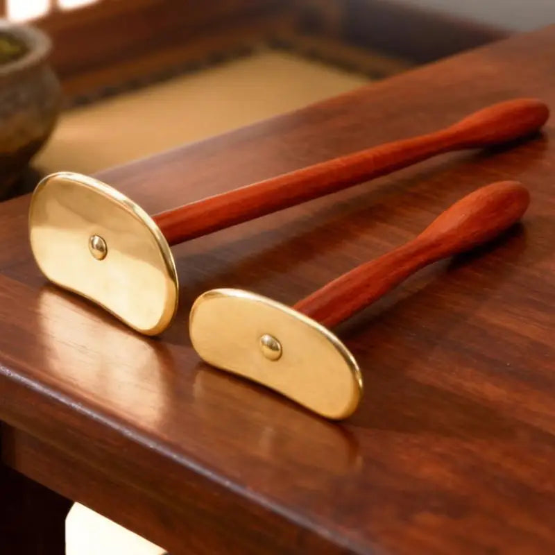 Wood Brass Gua Sha Tool Natural Massage Face Body Lymphatic Drainage Qme