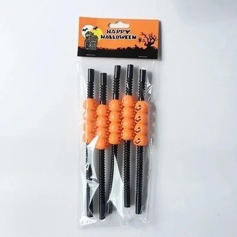 Halloween Cartoon Straws Skull Pumpkin Party Drinking Bar Home Qme
