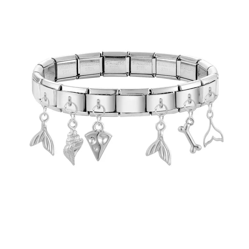 Wholesale 3Pcs Shiny Zircon Stars Bow Knot Italian Charm Links Fit 9mm Stainless Steel Bracelet Women Jewelry DIY Making Gifts Qme