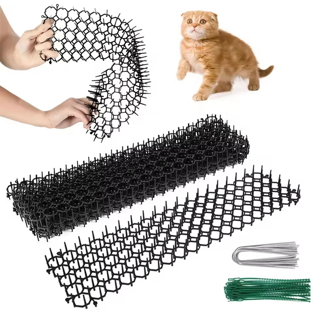 6/10Pcs Garden Prickle Strip Dig Stop Cat Repellent Deterrent Mat Anti-cat Prickle Strips Keep Cat Away Digging Climbing Spike Qme