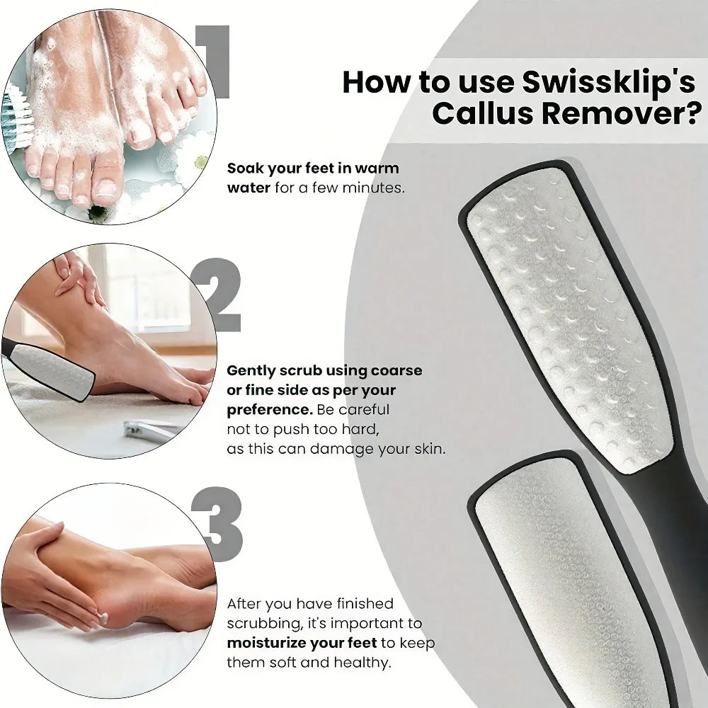 Stainless Steel Dual Sided Foot File Dead Skin Callus Remover Qme