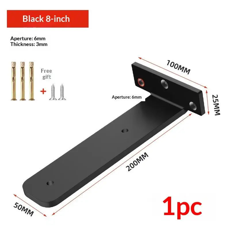 Metal Wall Shelf Support 3mm Thick Black Cast Iron Brackets Heavy Duty Floating Shelf Hanger for Kitchen Bookshelf Storage Qme A3 1