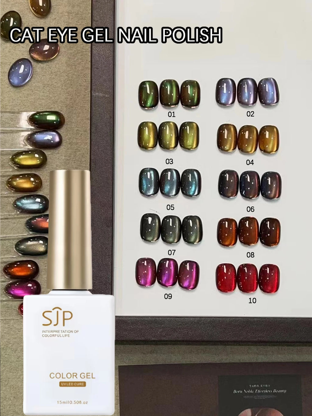 Magic Cat Eye Series Green Blue Purple Gel Nail Polish DIY Art Charm Qme