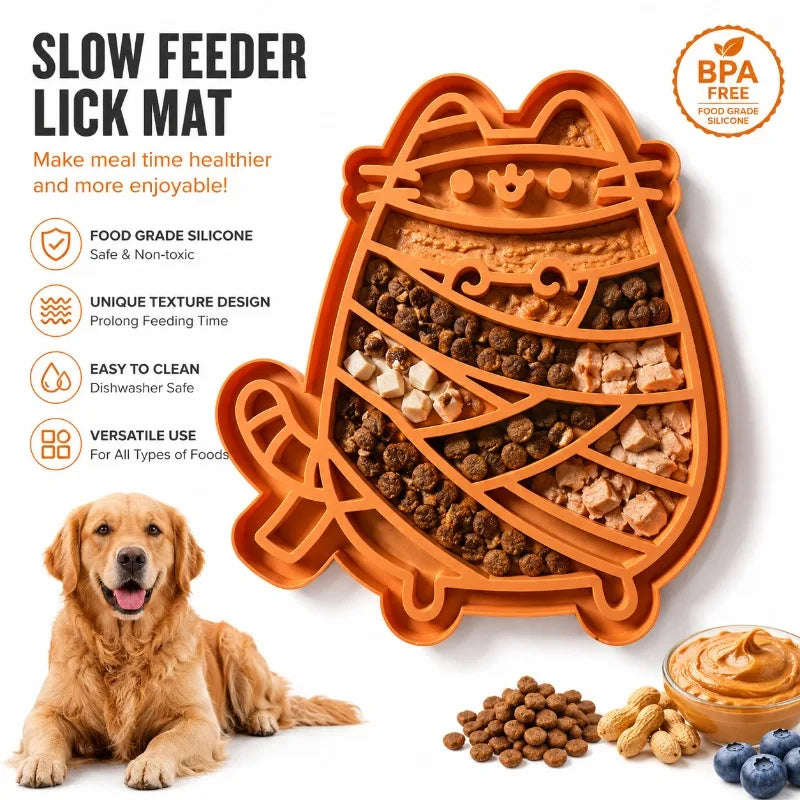 Silicone Dog Lick Mat Slow Feeder Pad Prevents Choking Teething Qme